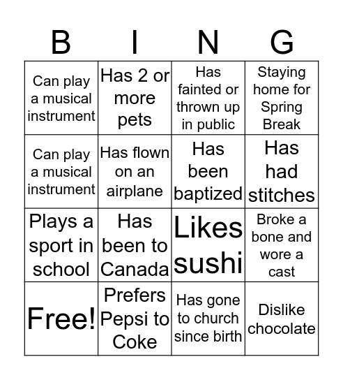 Find Someone Who... Bingo Card