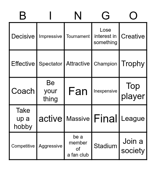 Unit 6 Bingo Card