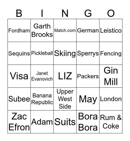 BRIDAL BINGO Card