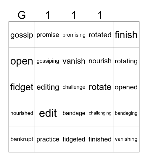 Gold 111 Bingo Card
