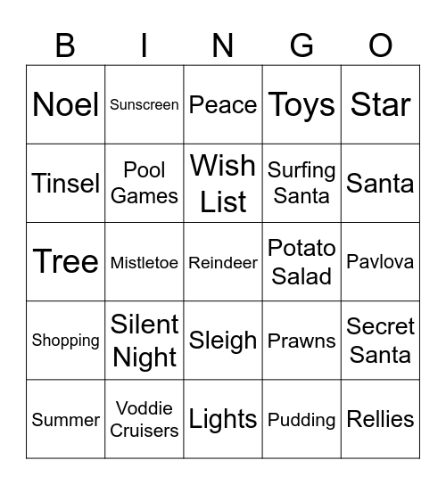 12 Days of Christmas Bingo Card
