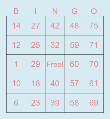 Ponce, Ma. Meg Pauline Bingo Card