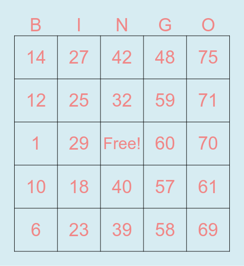 Ponce, Ma. Meg Pauline Bingo Card