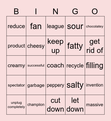 HW VOCABULARY Bingo Card