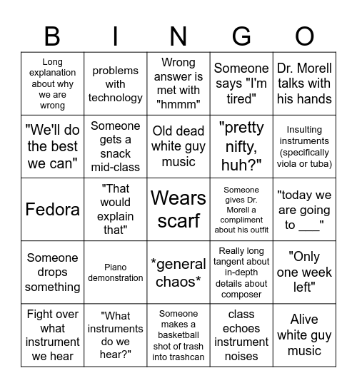 Morell bingo (v 2.5.1) Bingo Card