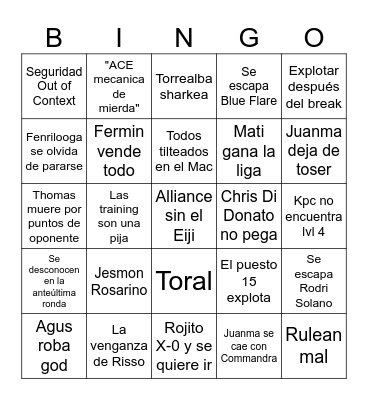 MEGA OPEN Bingo Card
