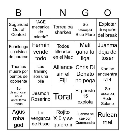 MEGA OPEN Bingo Card