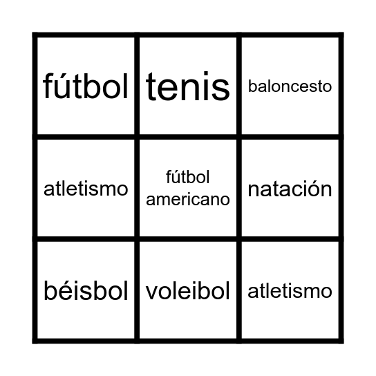 Los deportes Bingo Card