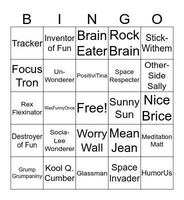 Thinkables vs. Unthinkables Bingo Card