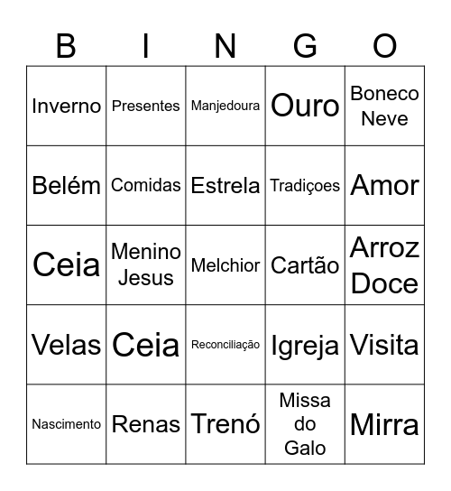 Feliz Natal Para Todos Vós Bingo Card