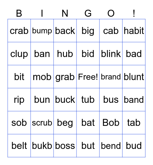 Jolly Phonics Bingo Card