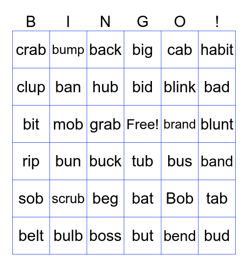 Jolly Phonics Bingo Card