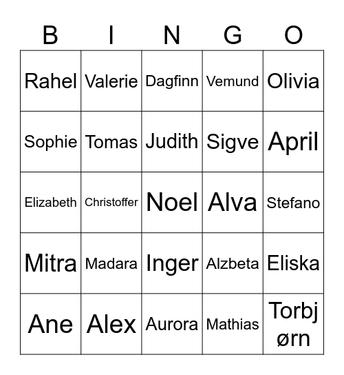 Friend Bingo Card