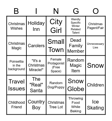 Hallmark Christmas Movies Bingo Card