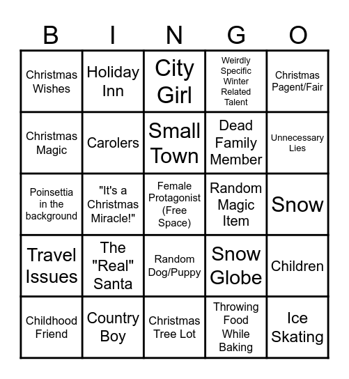 Hallmark Christmas Movies Bingo Card