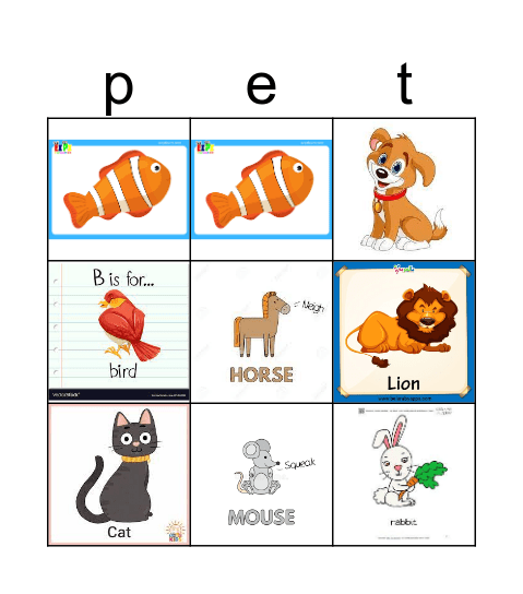 pets Bingo Card