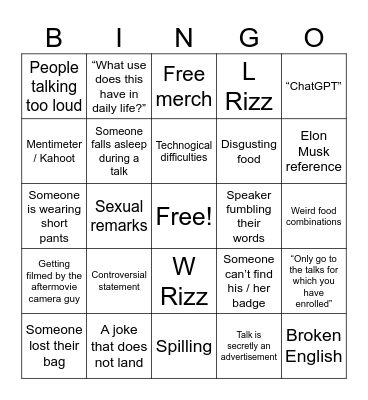 SNiC Bingo Card