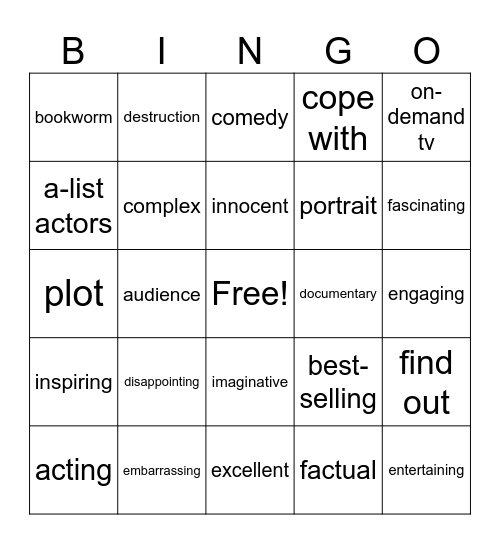 The Arts Bingo Card