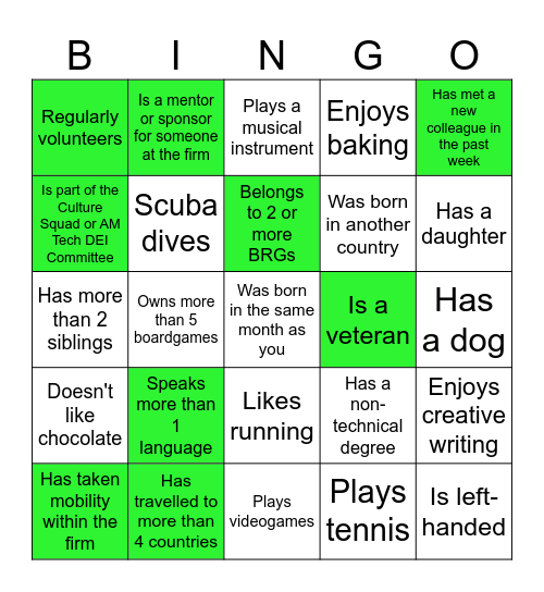 DEI Event Bingo Card