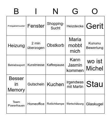 Sandra Bingo Card