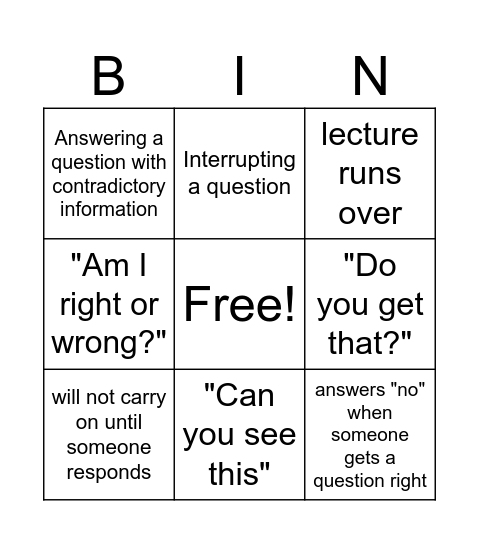 beepboop boring lecture Bingo Card