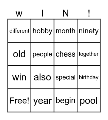 Hey! p.18-22 Bingo Card