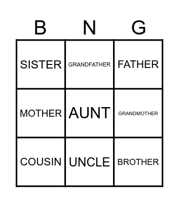 FAMILY BINGO Card