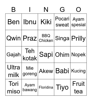 Ben Bingo Card