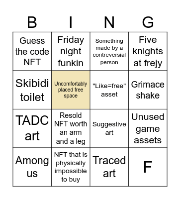 Julian's Editor asset shop bingo Card