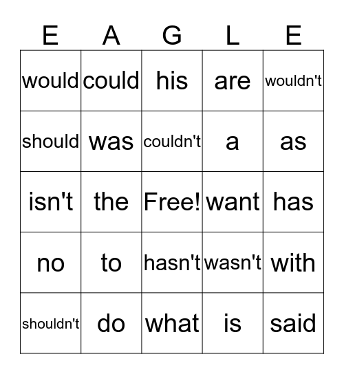 Read well 1 Bingo Card