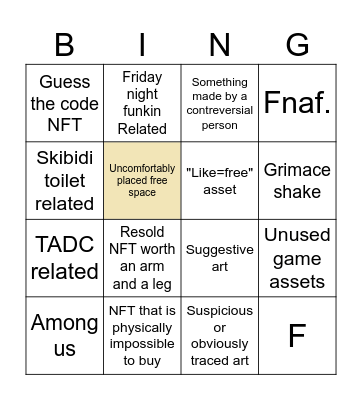 Julian's Editor asset shop bingo Card