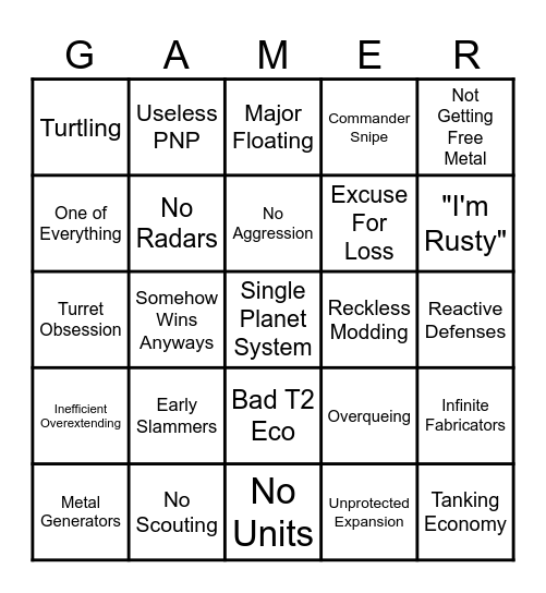 Gambiter Bingo Card