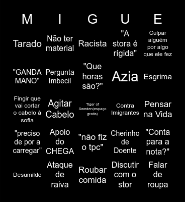 MIGUEL BINGO!!! Bingo Card