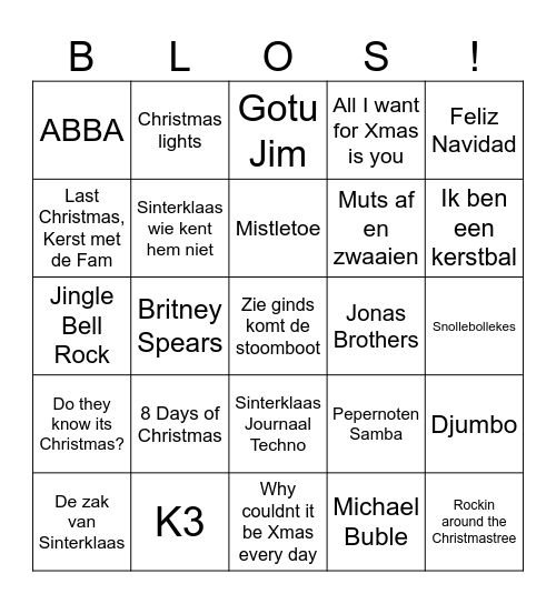 Blos Feestdagen Bingo Card