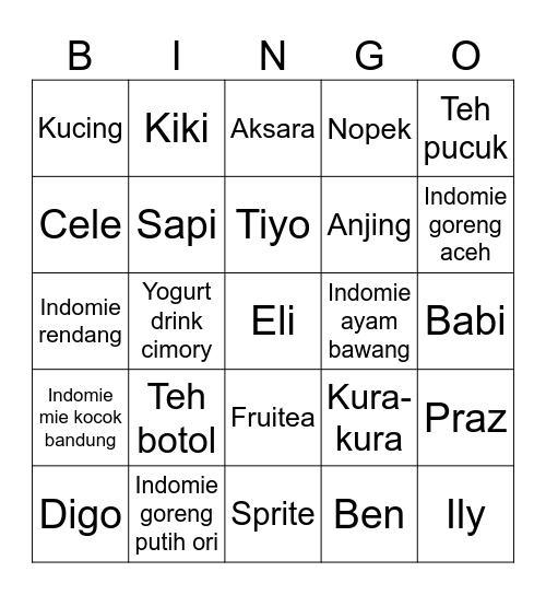 Mvn Yugo Bingo Card