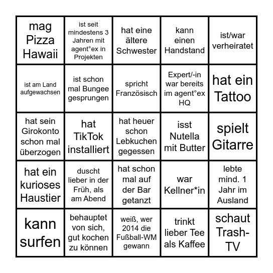 agent°ex - BINGO Card