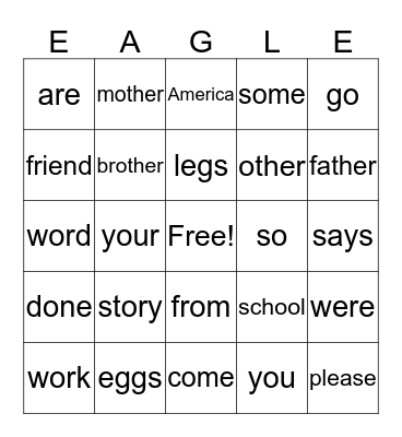 Read Well 1b Bingo Card