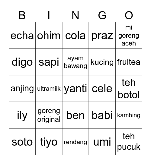 ilyas Bingo Card