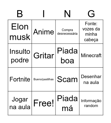 Pedro Bingo Card