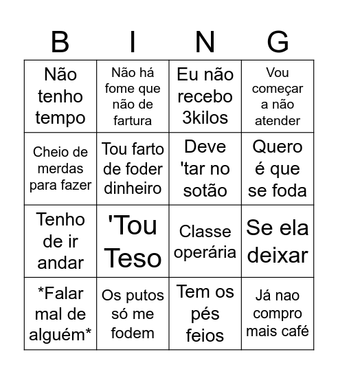 Bingo do Hélder2 Bingo Card