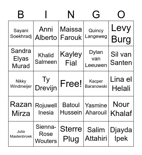 Sinterklaas Z&W Bingo Card