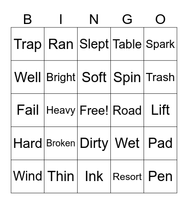 Word Bingo Card