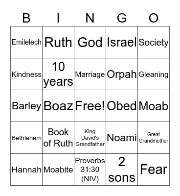 Book of Ruth Bingo Card