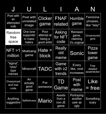 JE Bingo Card