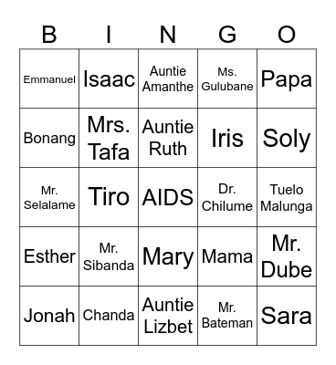 Chanda's Secrets Bingo Card