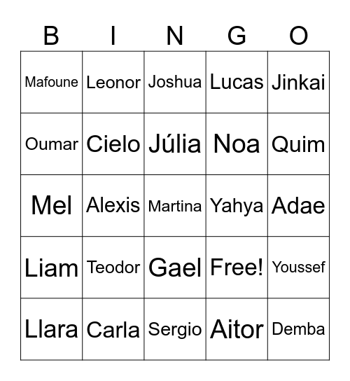 Bingo de companys Bingo Card
