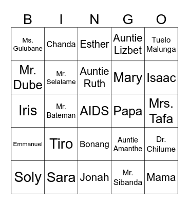 Chanda's Secrets Bingo Card