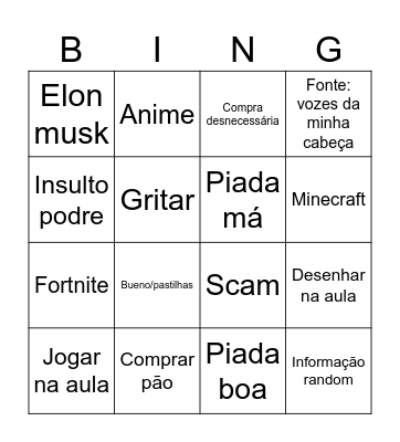 Pedro Bingo Card