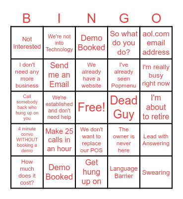 Sales Bingo Card