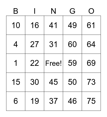 Tiongson‚ Avegail Joi R. Bingo Card